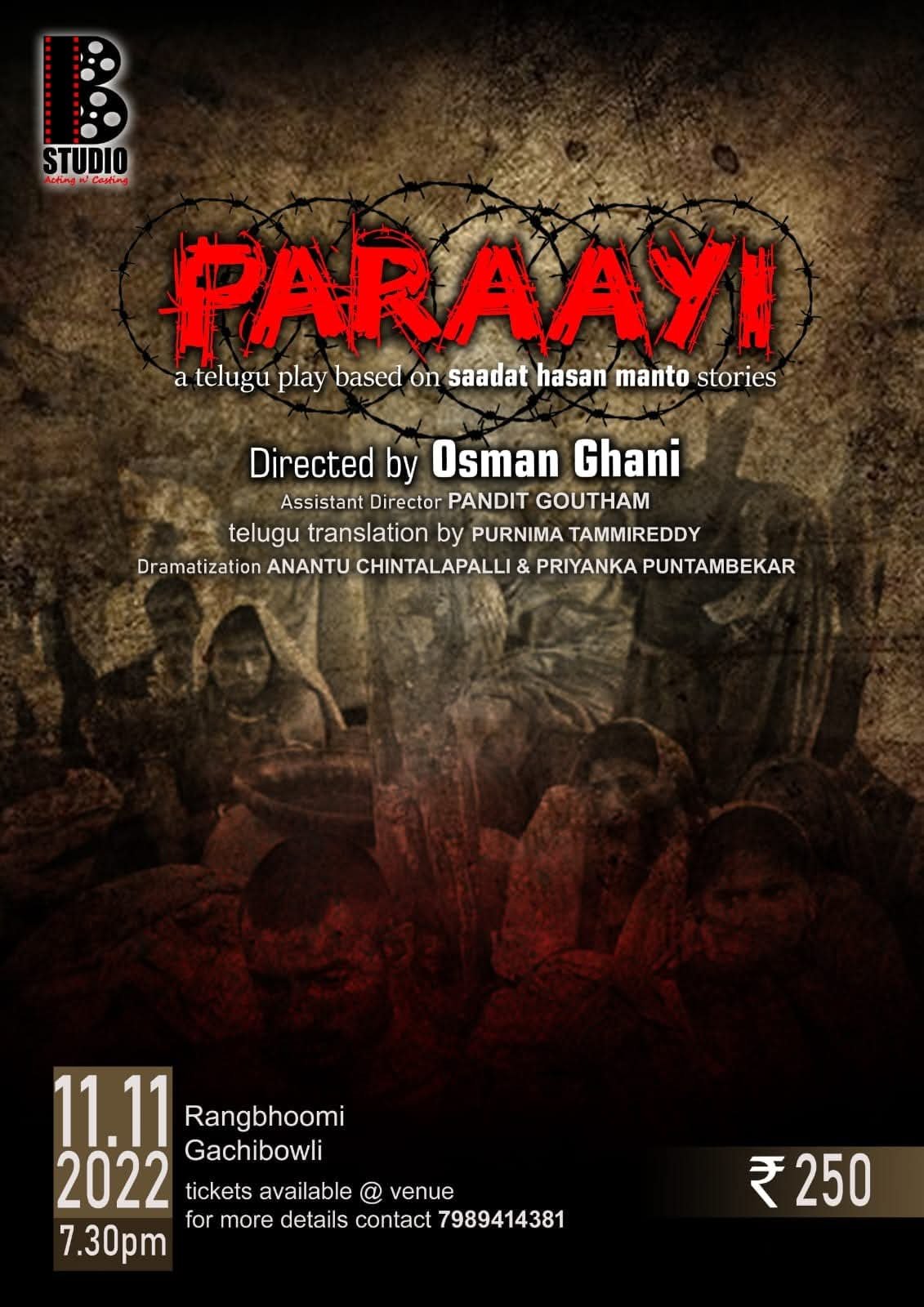 Parayi Play By B Studio Hyderabad